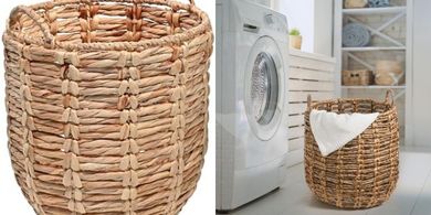 Bohemian Abaca Storage Basket: Handwoven, Natural, with Handles
