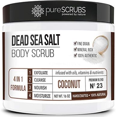 Premium Coconut & Dead Sea Salt Body Scrub Set with Loofah & Soap
