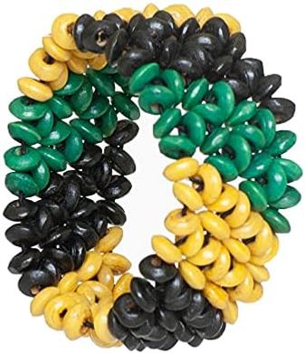 Patriotic Jamaica Flag Wooden Bead Bracelet