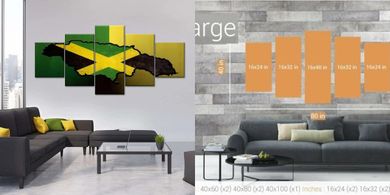 Jamaican Flag 5-Panel Canvas Wall Art
