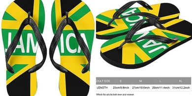 Jamaican Flag Flip-Flops: Comfortable Beach Sandals for All
