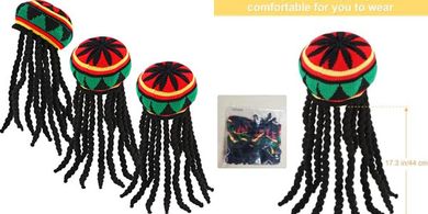 Rasta Hat Set: 3 Dreadlock Wigs for Halloween Costumes
