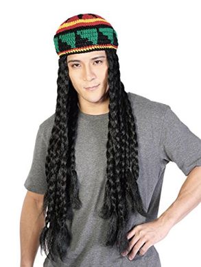 Rasta Dreadlocks Knit Beanie Hat (28", Unisex, Black)
