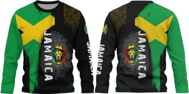 Jamaican Lion Print Long Sleeve T-Shirt (Unisex)
