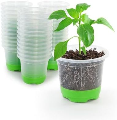 Bonviee Reusable Nursery Pots: 36 x 4-inch Clear Pots with Silicone Base
