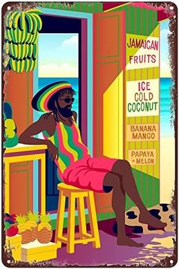 Jamaican Fruits Shop Vintage Metal Sign (8x12")
