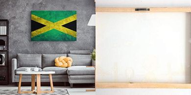 Framed Jamaica Flag Canvas Wall Art (18x12")
